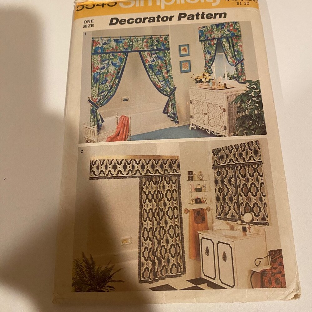 Simplicity 5545‎ Curtain Sewing Pattern Valances & Shower Curtains Uncut